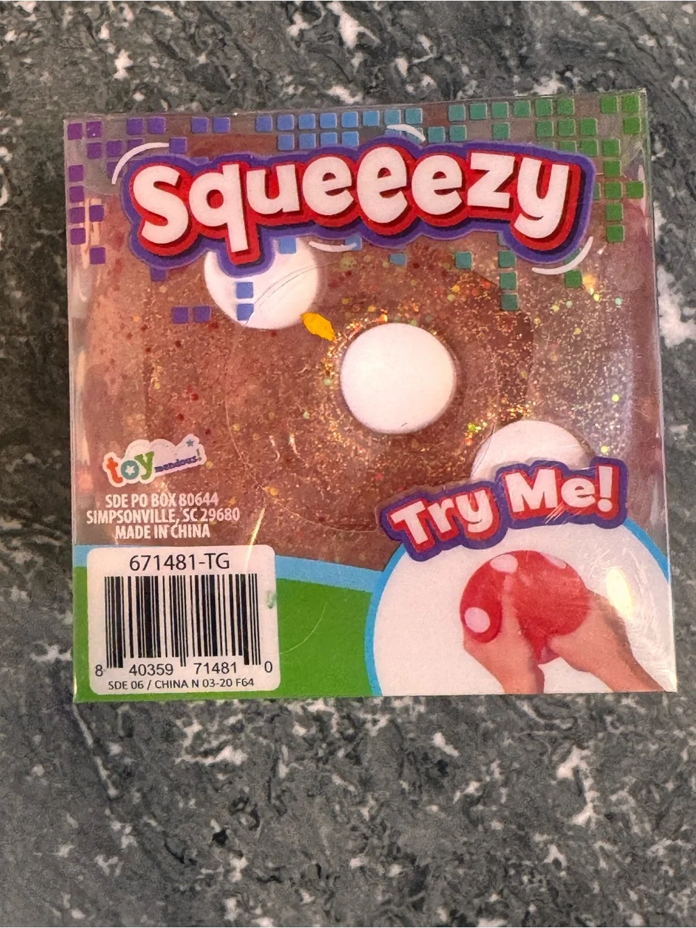 Squeeezy Peach Glitter Jumbo Dice Squishy Sensory Fidget Toy New In Box